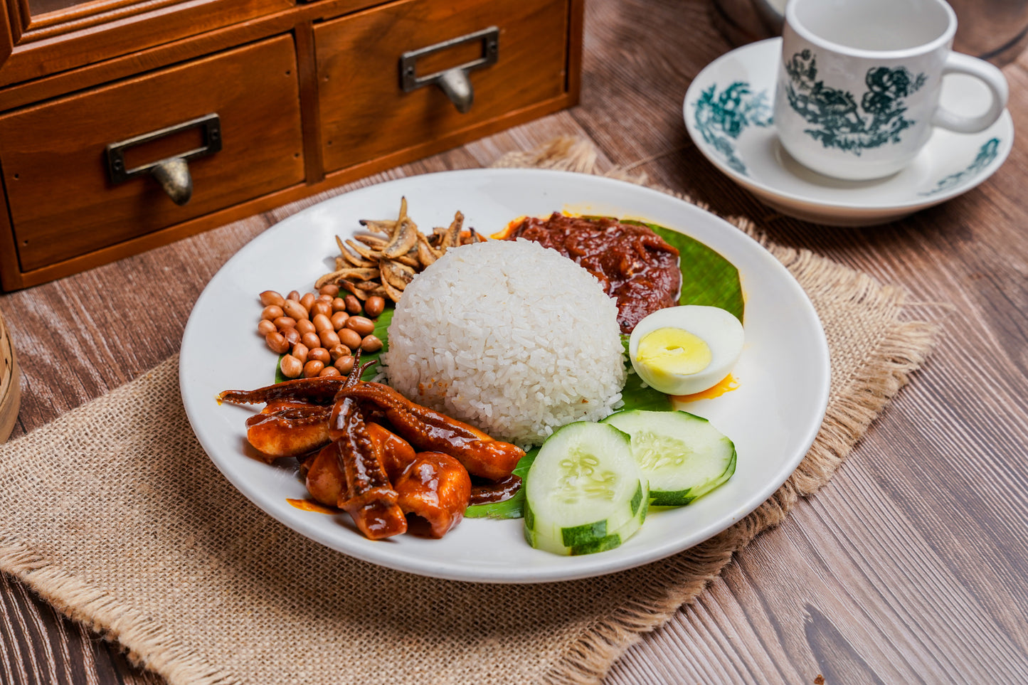 Nasi Lemak with Sweet Spicy Sotong