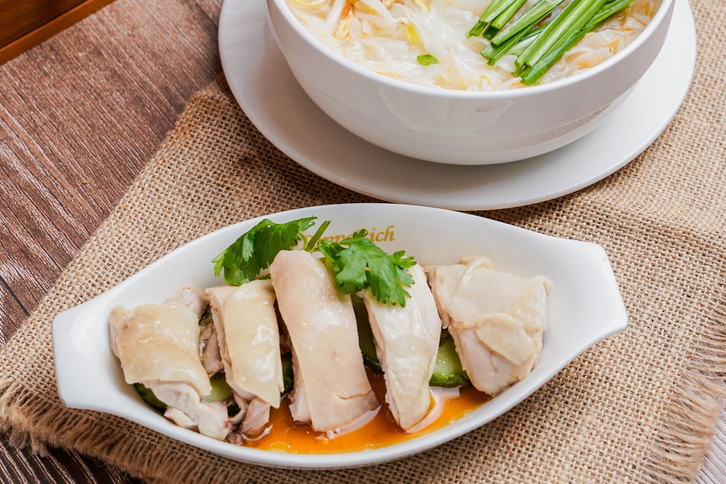 Ipoh Kuey Teow Soup with Steamed Chicken